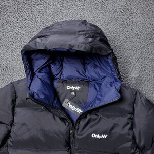 New ONLY NY Packable Snorkel Puffer Down Jacket Nylon Black Mens XS Extra Small